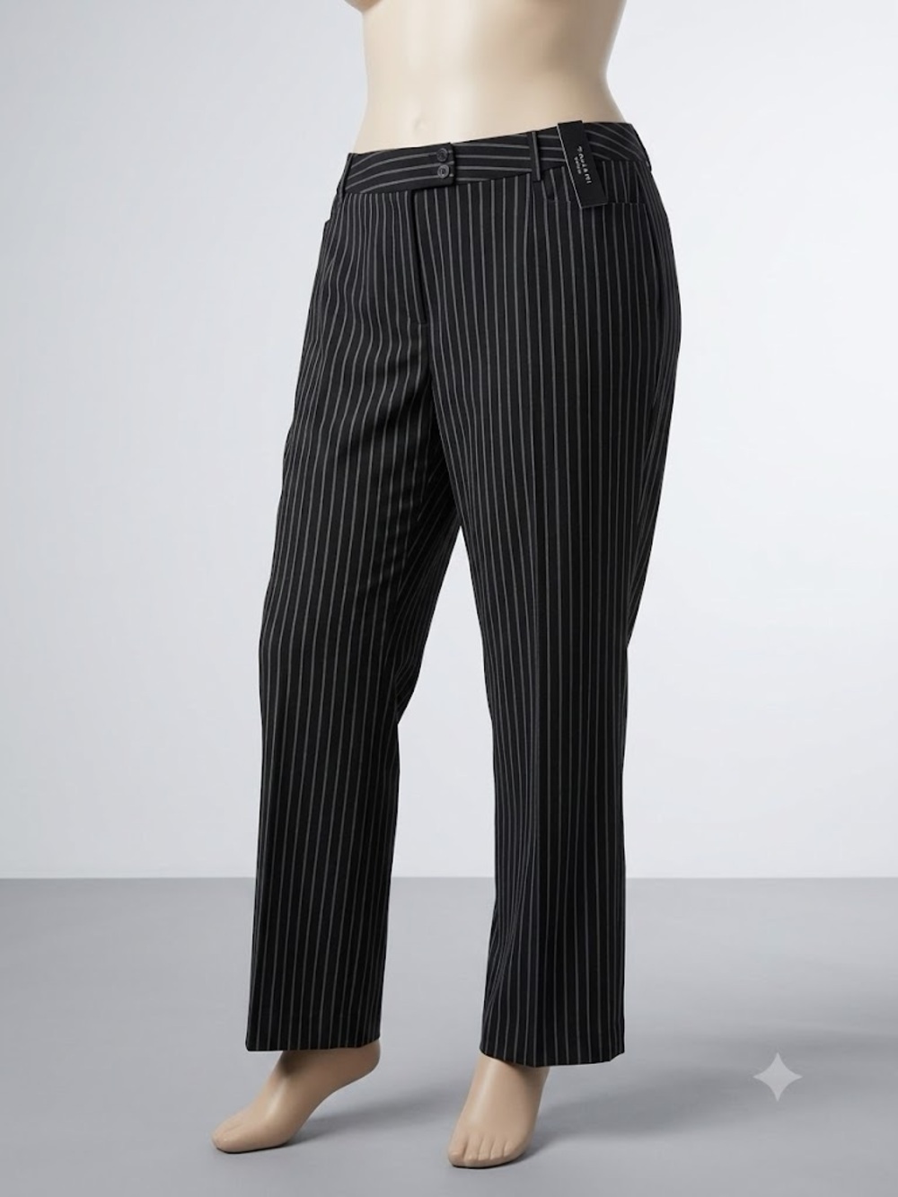 NWT Tahari Arthur S. Levine Black Pinstripe Trousers Dress Pants 20W - Picture 2 of 15